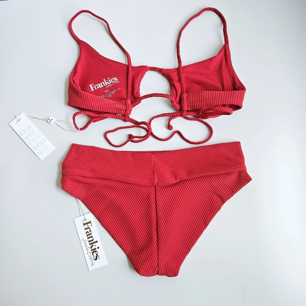 NWT Frankies Bikinis Set - Willa top, Gavin bottom - Cherry Red Small